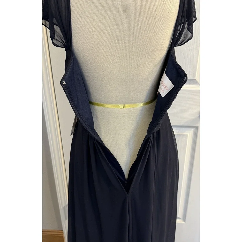 NWT Birdy Grey‎ Prom Bridesmaid Dress Maria Navy Blue MED Chiffon Formal Wedding
